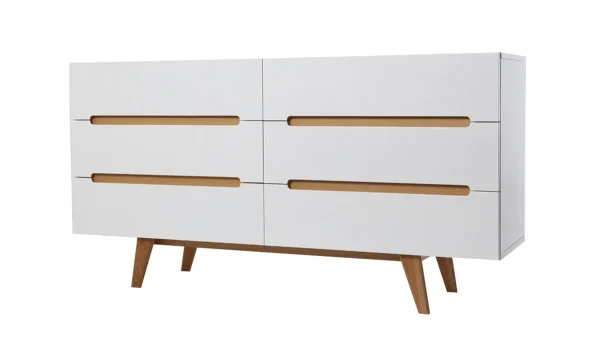 Commode Scandinave Finition Blanc Brillant Laqué 6 Tiroirs L160 Cm MELKA dernières 3