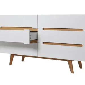 Commode Scandinave Finition Blanc Brillant Laqué 6 Tiroirs L160 Cm MELKA dernières 14