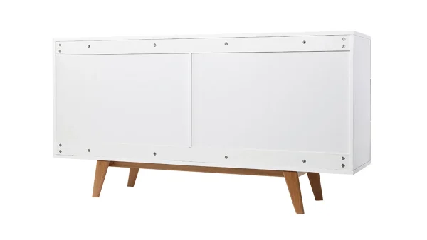 Commode Scandinave Finition Blanc Brillant Laqué 6 Tiroirs L160 Cm MELKA 6