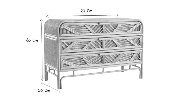 bas prix Commode Vintage En Rotin 3 Tiroirs L120 Cm GALON – Miliboo & Stéphane Plaza 9