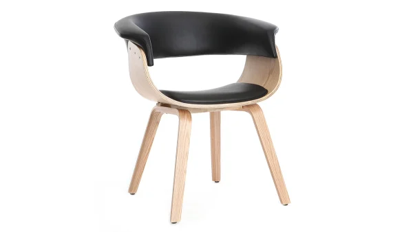 Fauteuil Scandinave Noir Et Bois Clair OKTAV 3