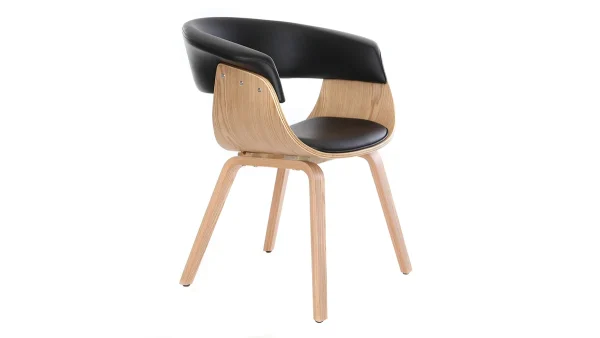 Fauteuil Scandinave Noir Et Bois Clair OKTAV 4