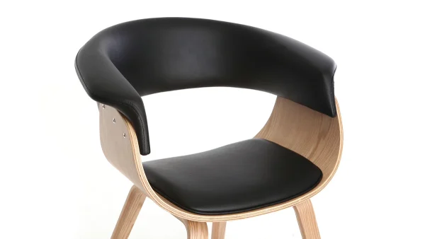 Fauteuil Scandinave Noir Et Bois Clair OKTAV 6