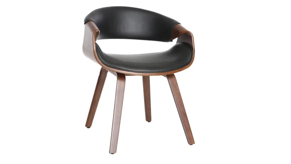 Fauteuil Scandinave Noir Et Bois Foncé Noyer ARAMIS boutique pas cher 3