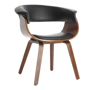 Fauteuil Scandinave Noir Et Bois Foncé OKTAV 12