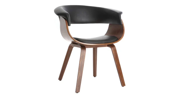 soldes pas cher Fauteuil Scandinave Noir Et Bois Foncé OKTAV 3