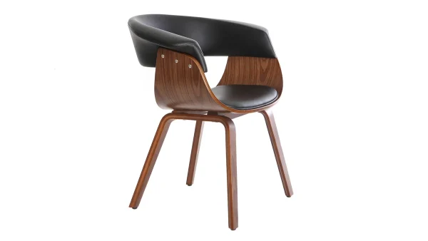 Fauteuil Scandinave Noir Et Bois Foncé OKTAV 4