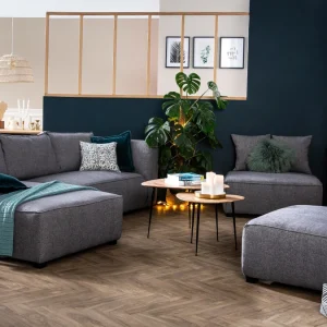 Méridienne Angle Gauche En Tissu Gris Anthracite PLURIEL à prix promos 22