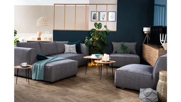 Méridienne Angle Gauche En Tissu Gris Anthracite PLURIEL à prix promos 8