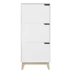 Livraison rapide Meuble De Rangement Blanc Et Bois Clair 3 Portes L60 Cm LEENA 26