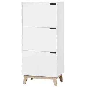 Meuble De Rangement Blanc Et Bois Clair 3 Portes L60 Cm LEENA 14