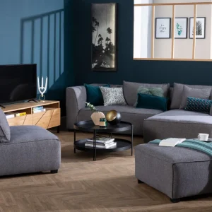 soldes magasin Pouf Module De Canapé En Tissu Gris Anthracite PLURIEL 17