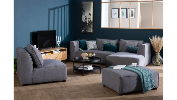 soldes magasin Pouf Module De Canapé En Tissu Gris Anthracite PLURIEL 6