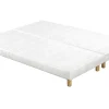 Sommiers Tapissiers Tissu Blanc Pieds Bois 90 X 200 Cm (lot De 2) JAMI 22