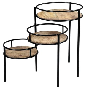 Support De Plantes Modulable En Bois Manguier Massif Et Métal Noir L50 Cm THREE boutique paris 12