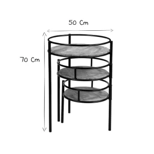 Support De Plantes Modulable En Bois Manguier Massif Et Métal Noir L50 Cm THREE 22