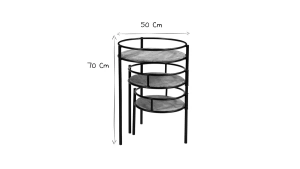 Support De Plantes Modulable En Bois Manguier Massif Et Métal Noir L50 Cm THREE 8