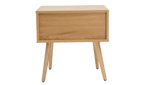 Table De Chevet En Bois Clair, Cannage Rotin Et Métal Noir L50 Cm MANILLE 6