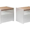 Tables De Chevet Design Avec Tiroir Blanc Mat Et Finition Chêne (lot De 2) VERDI 11