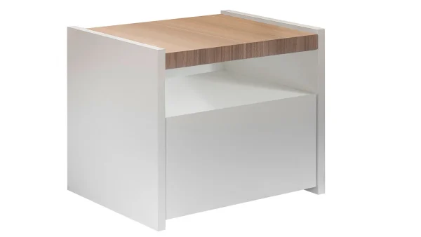 Tables De Chevet Design Avec Tiroir Blanc Mat Et Finition Chêne (lot De 2) VERDI 3