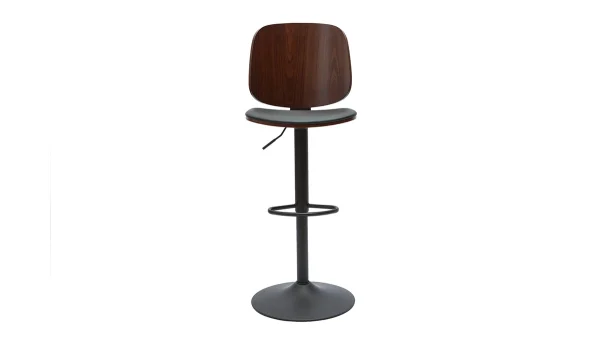 Tabouret De Bar Ajustable Noir Et Noyer BECK 1