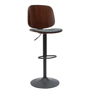 Tabouret De Bar Ajustable Noir Et Noyer BECK 10