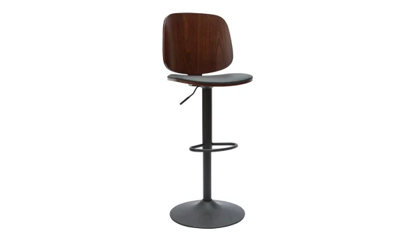 Tabouret De Bar Ajustable Noir Et Noyer BECK 3