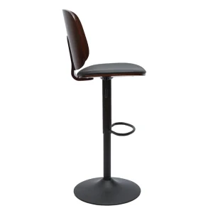 Tabouret De Bar Ajustable Noir Et Noyer BECK 12