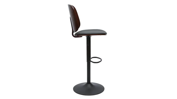 Tabouret De Bar Ajustable Noir Et Noyer BECK 4