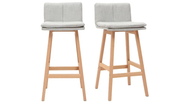 Tabouret De Bar Bois Et Gris Perle 65 Cm (lot De 2) JOAN outlet 1