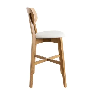 Tabouret De Bar Chêne Et Assise Blanche H65 Cm LUCIA 12