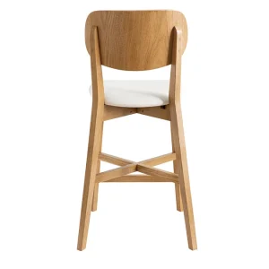 Tabouret De Bar Chêne Et Assise Blanche H65 Cm LUCIA Retour Gratuit 14