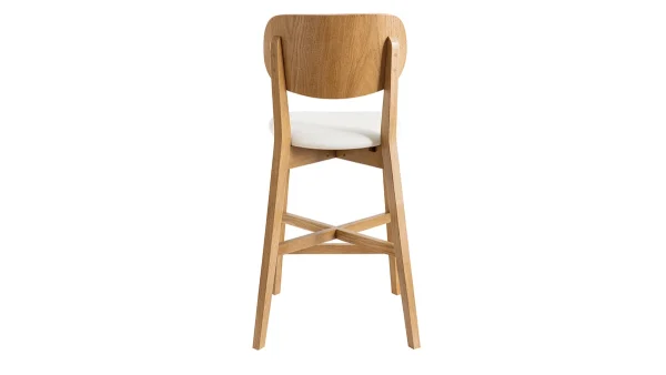 Tabouret De Bar Chêne Et Assise Blanche H65 Cm LUCIA Retour Gratuit 5