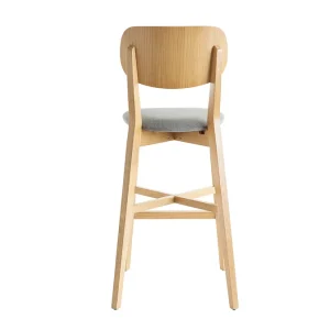 Tabouret De Bar Chêne Et Assise Gris Chiné H75 Cm LUCIA 14