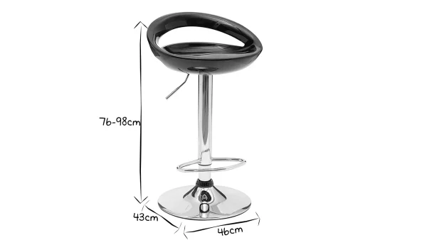 Tabouret De Bar / Cuisine Noir Moderne COMET (lot De 2) 8