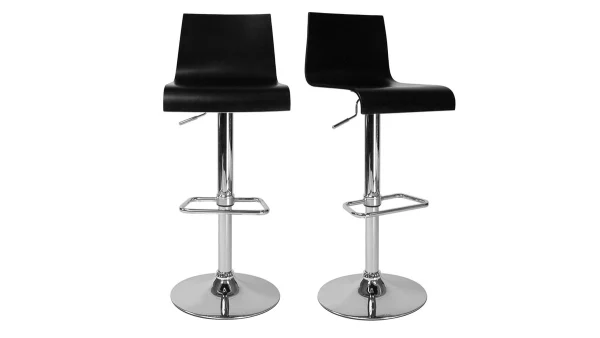 Tabouret De Bar / Cuisine Noir Moderne NEWSURF (lot De 2) 1