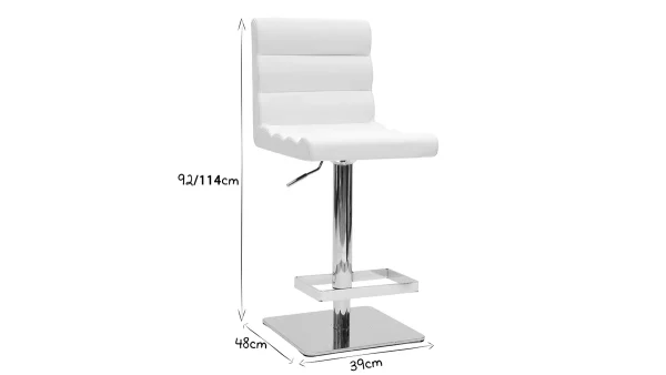 mode pas chere Tabouret De Bar Design Blanc COLOMBUS 7