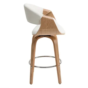 Tabouret De Bar Design Blanc Et Bois Clair 65 Cm ARAMIS Boutique officielle 13