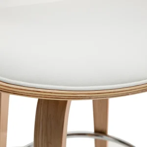 Tabouret De Bar Design Blanc Et Bois Clair 65 Cm ARAMIS 17