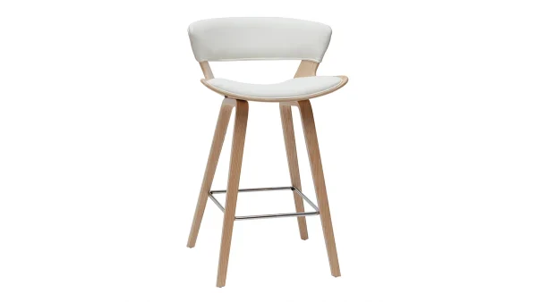 en vente Tabouret De Bar Design Blanc Et Bois Clair H65 Cm SYRAH 3