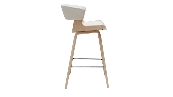 Tabouret De Bar Design Blanc Et Bois Clair H65 Cm SYRAH 4