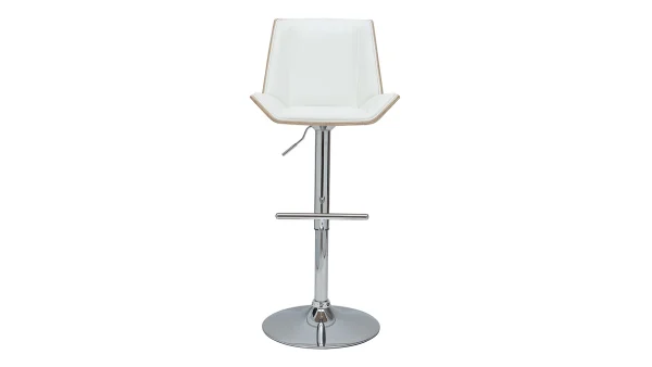 Tabouret De Bar Design Blanc Et Bois Clair MELKIOR 1