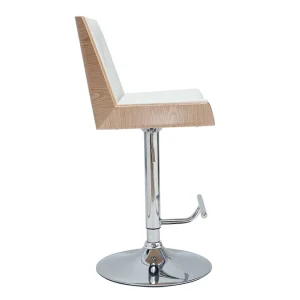 Tabouret De Bar Design Blanc Et Bois Clair MELKIOR 13