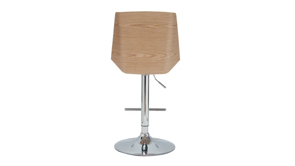 Tabouret De Bar Design Blanc Et Bois Clair MELKIOR 5