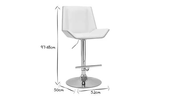 Livraison gratuite Tabouret De Bar Design Blanc Et Bois Clair MELKIOR 7