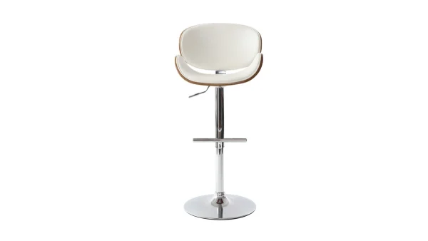 Tabouret De Bar Design Blanc Et Bois Foncé WALNUT 1