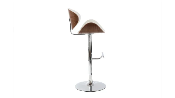 Tabouret De Bar Design Blanc Et Bois Foncé WALNUT magasin pour 4