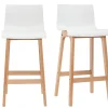 Tabouret De Bar Design Bois Et Blanc 75 Cm (lot De 2) NEW SURF 20