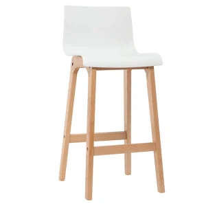 Tabouret De Bar Design Bois Et Blanc 75 Cm (lot De 2) NEW SURF 12