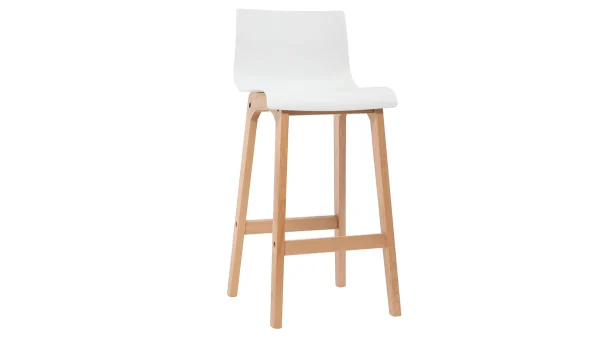 Tabouret De Bar Design Bois Et Blanc 75 Cm (lot De 2) NEW SURF 4